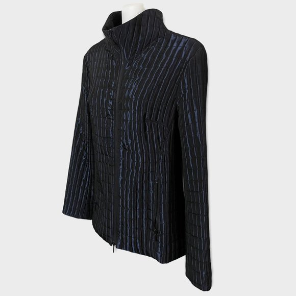 YANSI FUGEL Iridescent Blue Quilted Funnel Neck Puffer Jacket - Picture 3 of 15